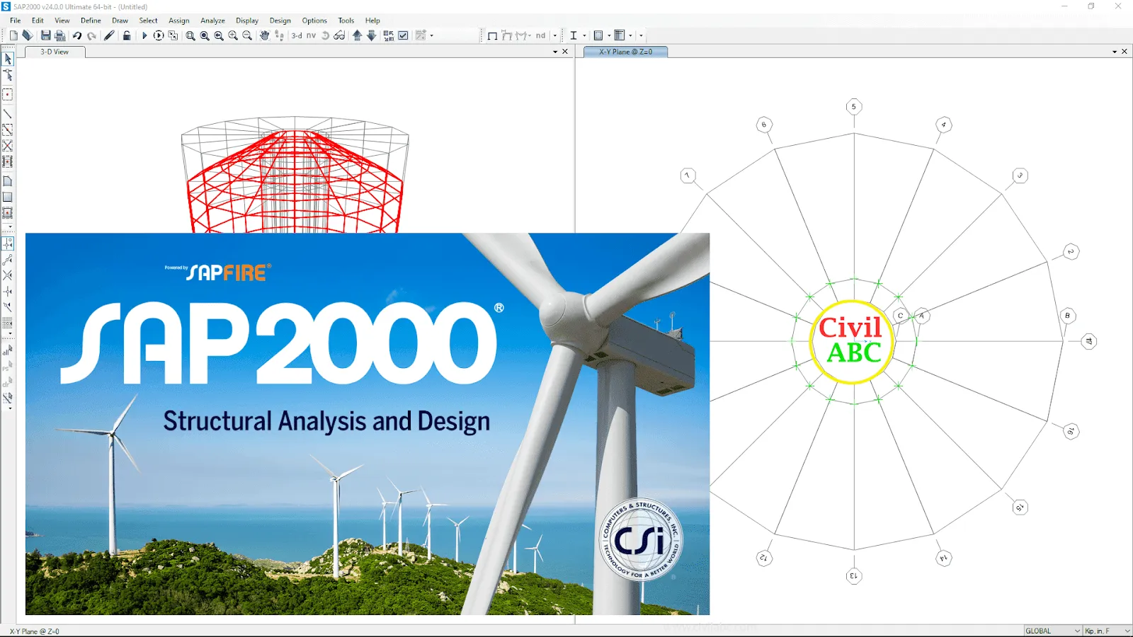 CSI SAP2000 v24 Benutzeroberfläche für Tragwerksanalyse