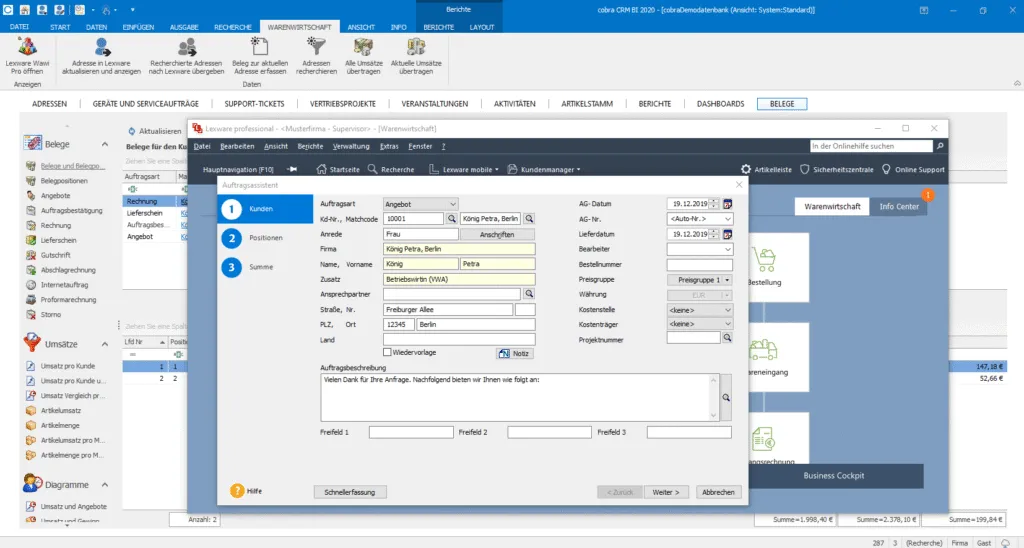Daten aus cobra in Lexware
