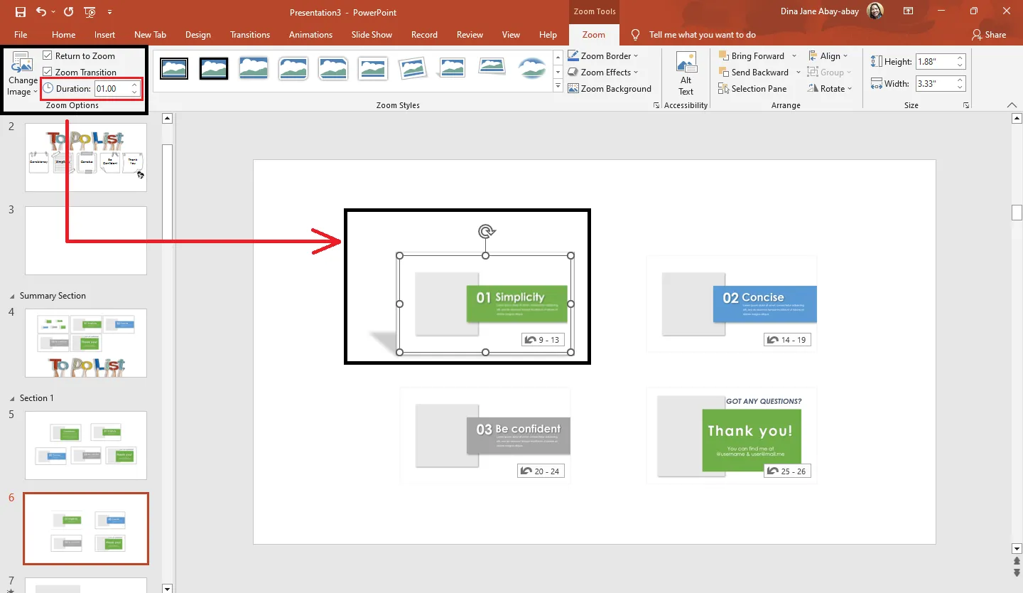 Dauer des Zoomübergangs in PowerPoint anpassen