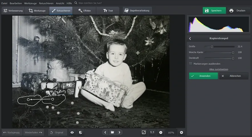 Defekte entfernen mit dem Klonstempel