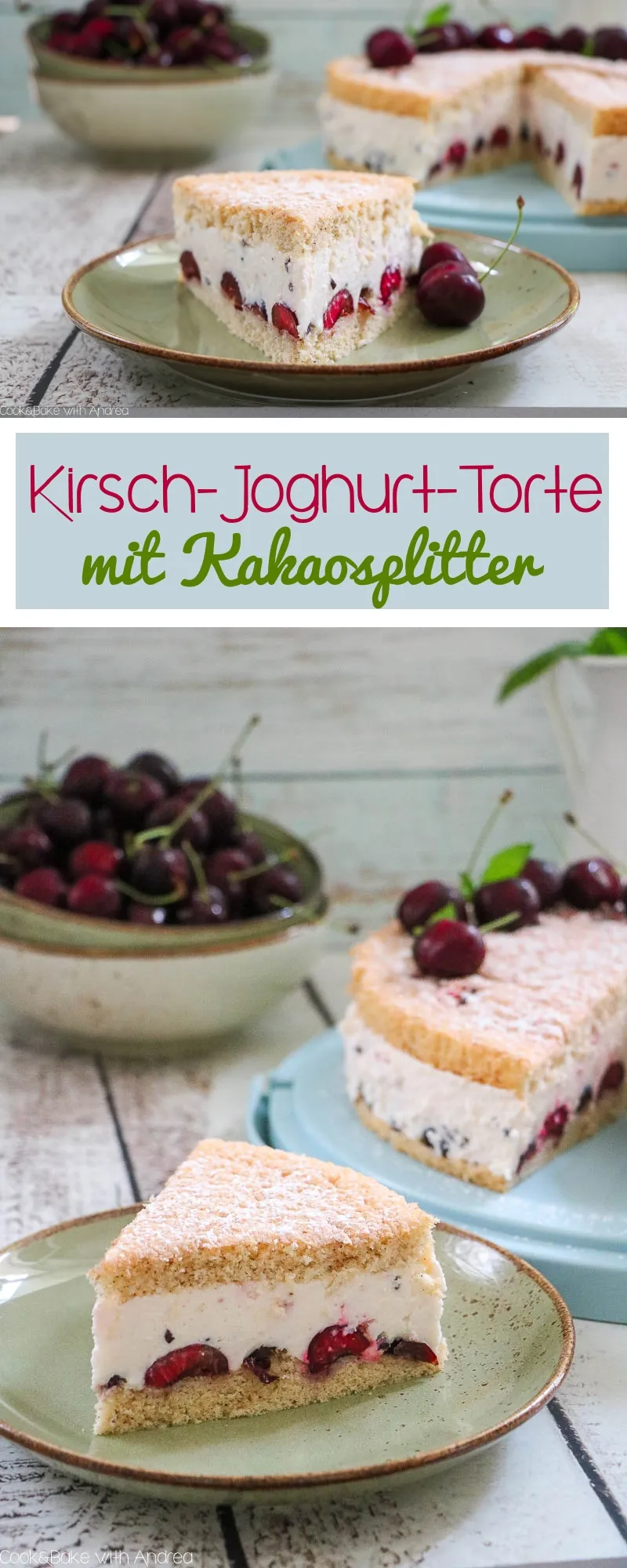 Dekorierte Kirsch-Joghurt-Torte