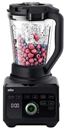 Der Braun PowerBlend 9 JB9040 Standmixer in Schwarz mit modernem Design.