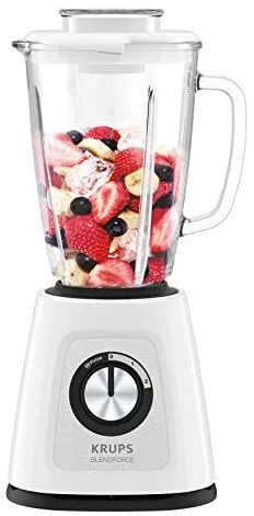 Der Krups Blendforce+ KB4351 Standmixer mit Glasbehälter und zwei Wirkungsstufen.