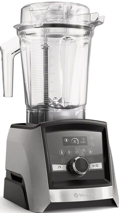 Der Vitamix Ascent A3500i Smoothie-Maker mit Kochbuch und zehn Jahren Garantie.