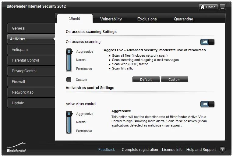 Detaillierte Einstellungsoptionen der Bitdefender Internet Security Suite 2012