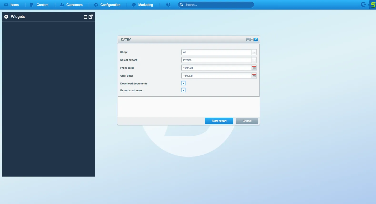 Detaillierte Konfigurationsmöglichkeiten für den DATEV Export in Shopware 6 mit variablen Einstellungen