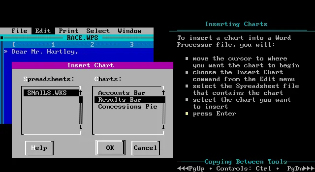 Diagramm in ein Textdokument einfügen mit Microsoft Works