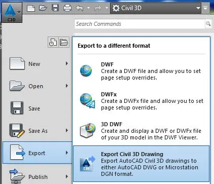 Dialogfeld zum Exportieren von Civil 3D Zeichnungen, um Objekt-Enabler zu umgehen und Proxy-Objekte zu entfernen.