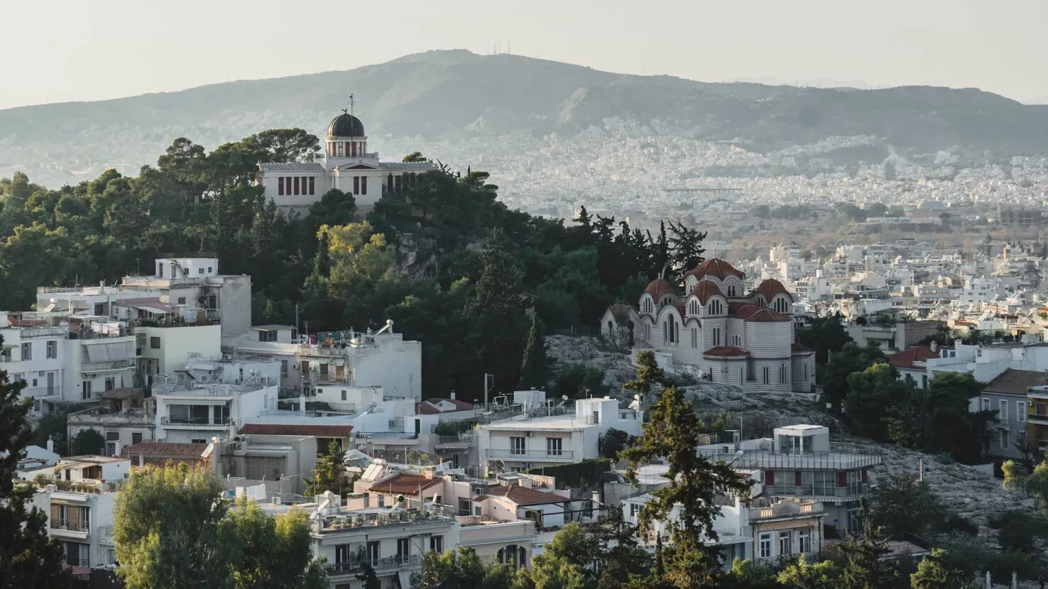 Die Akropolis von Athen im warmen Licht der Wintersonne