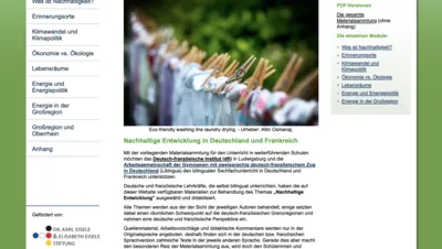 Die Website zur Materialsammlung: Nachhaltige Entwicklung