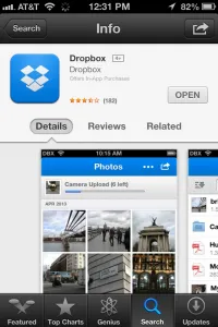 Dropbox App auf einem iOS-Gerät für den mobilen Videotransfer