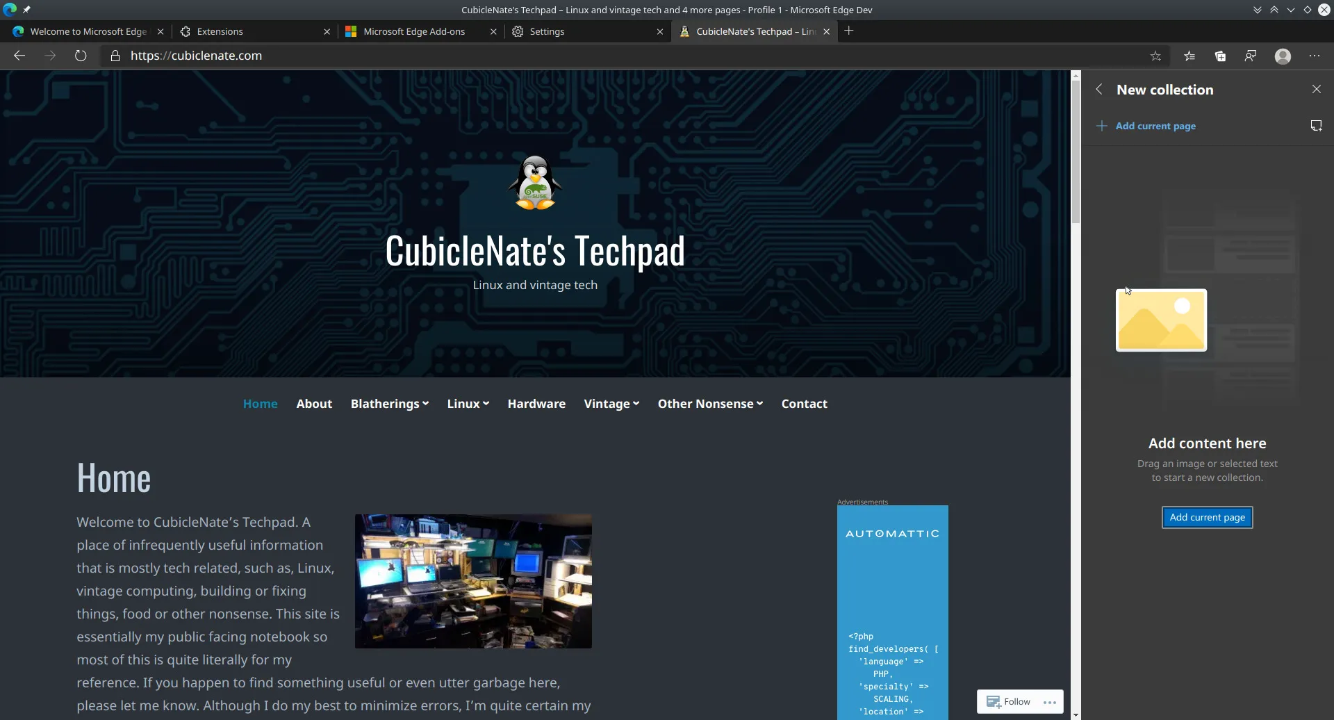 Edge-Sammlungen: Inhalt hinzufügen