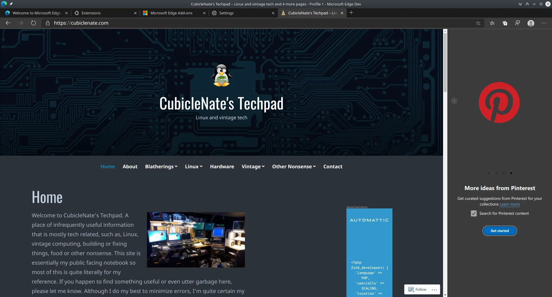 Edge-Sammlungen: Pinterest-Integration
