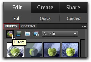 Effektkategorien in Photoshop Elements 9: Filter, Ebenenstile und Fotoeffekte