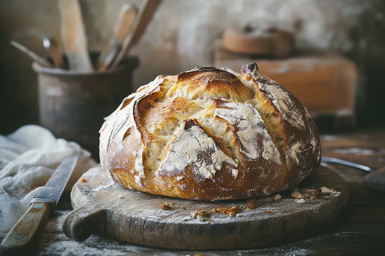 Ein Laib frisch gebackenes Brot mit knuspriger Kruste