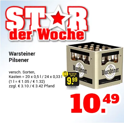 Ein Schild bewirbt den "Star der Woche" mit speziellen Getränkeangeboten