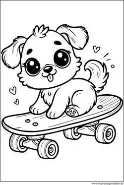 Ein süßer Hund fährt auf einem Skateboard und zeigt seine coolen Tricks