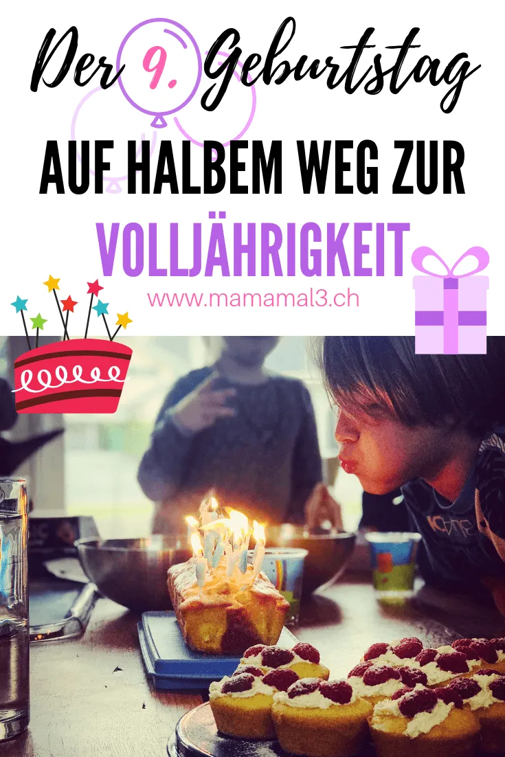 Ein süßer Pin zum 9. Geburtstag mit Herzen und einer Kerze