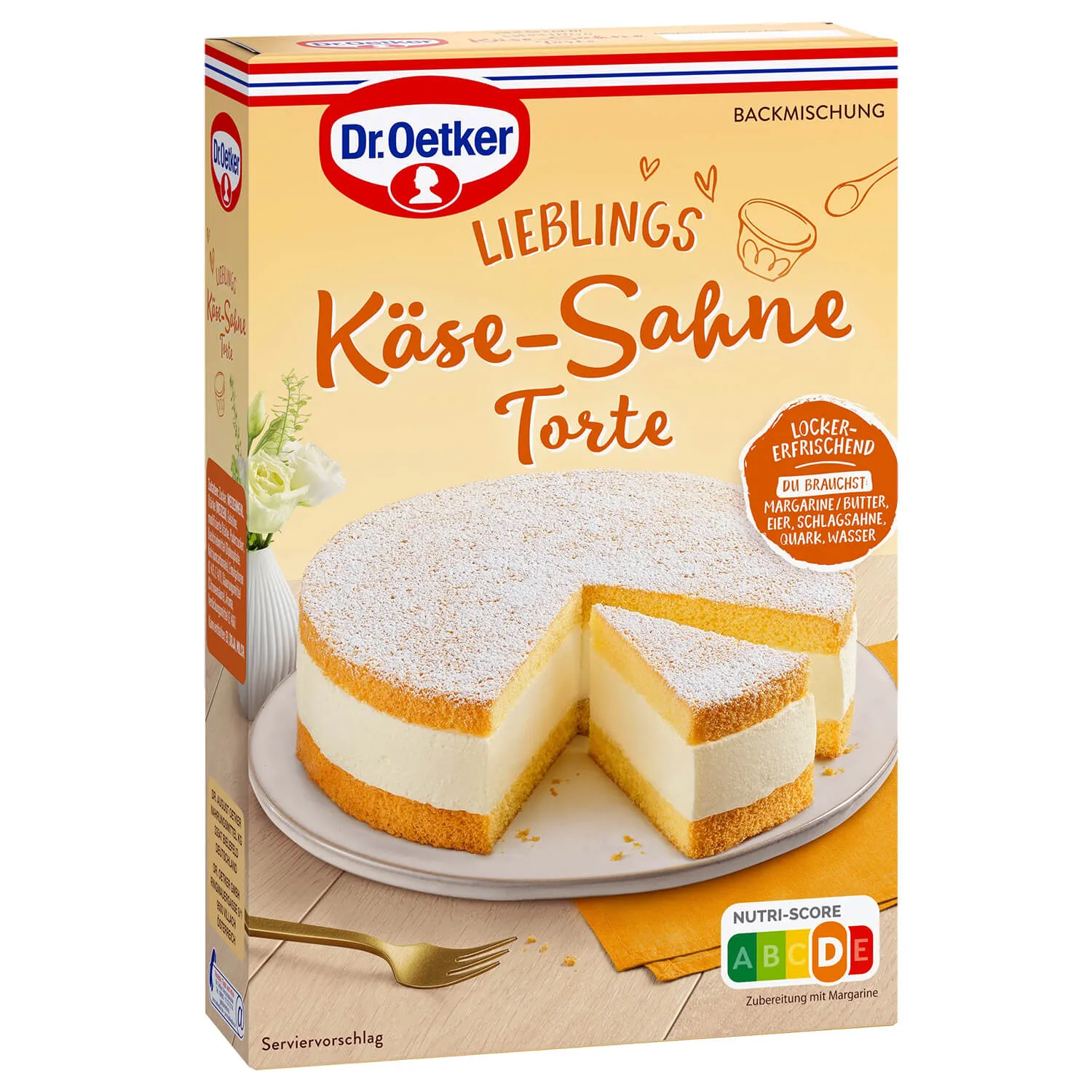Eine wunderschön präsentierte Dr. Oetker Käse-Sahne Torte