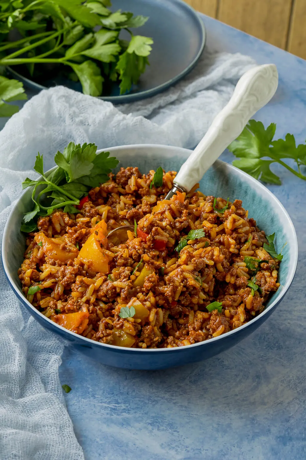 Einfache Paprika-Hack-Reis-Pfanne für den Feierabend