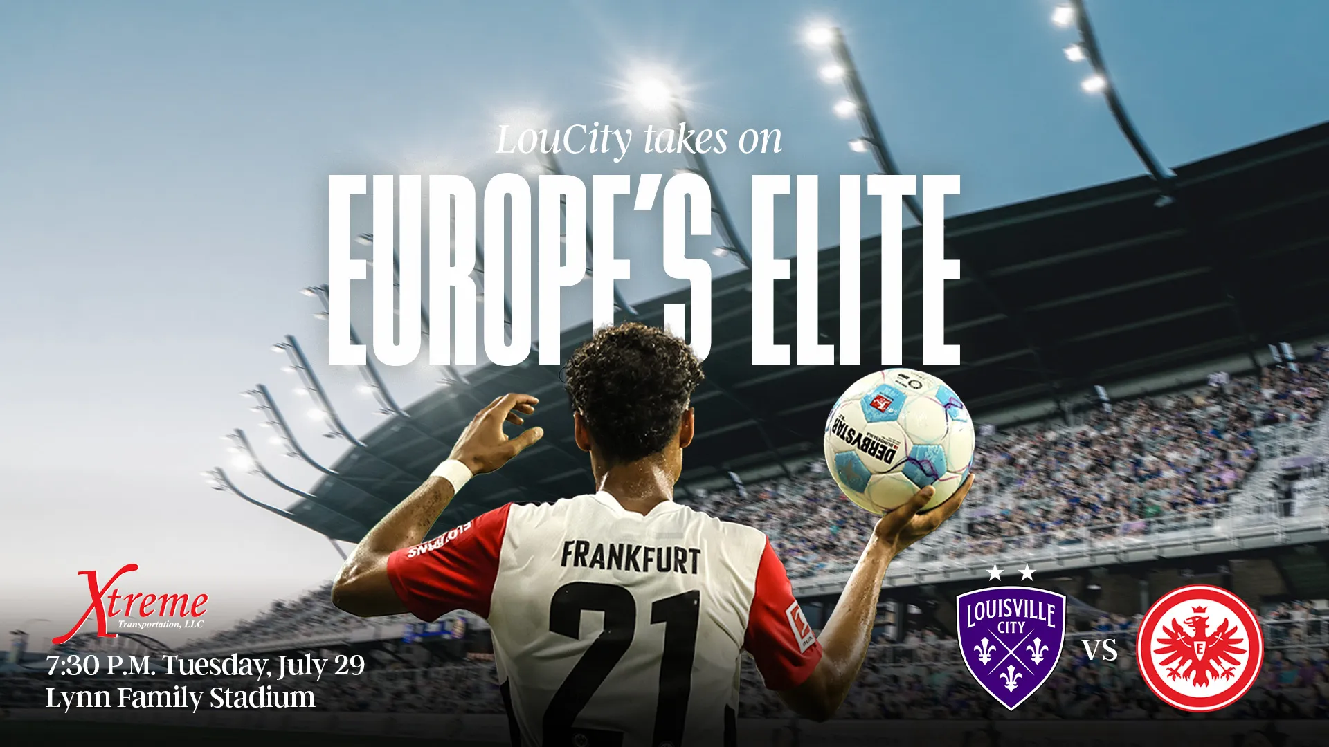 Eintracht Frankfurt Logo und Spieler bei einem Freundschaftsspiel in den USA