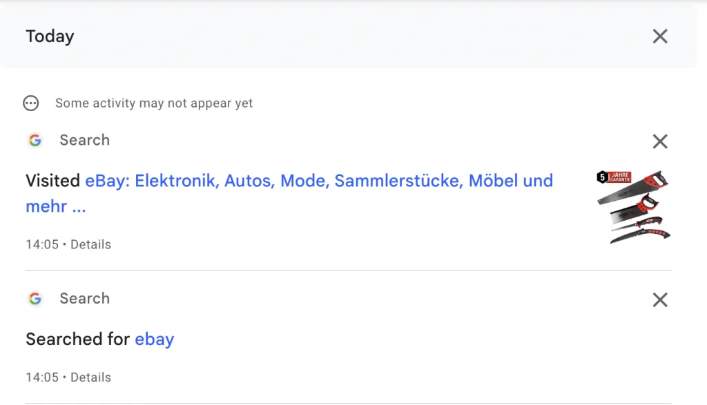 Einzelne Einträge aus Google-Aktivität löschen