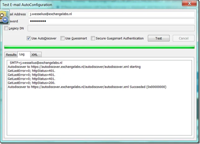 Erfolgreiche Exchange Remote Connectivity Analyzer-Ergebnisse
