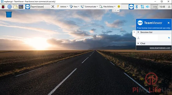 Erfolgreiche TeamViewer Verbindung zum Raspberry Pi Desktop