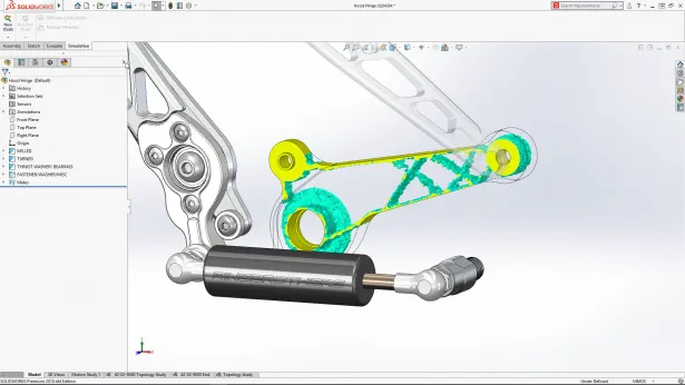 Ergebnisse einer Topologiestudie in SOLIDWORKS Simulation zur Gewichts- und Funktionsoptimierung