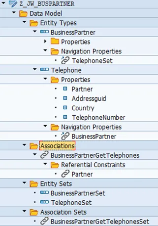 Erstellte Assoziation und Navigationseigenschaften im OData-Modell