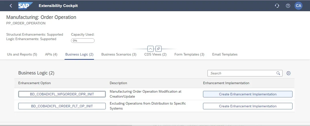 Erstellung einer BAdI-Erweiterungsimplementierung im Extensibility Cockpit