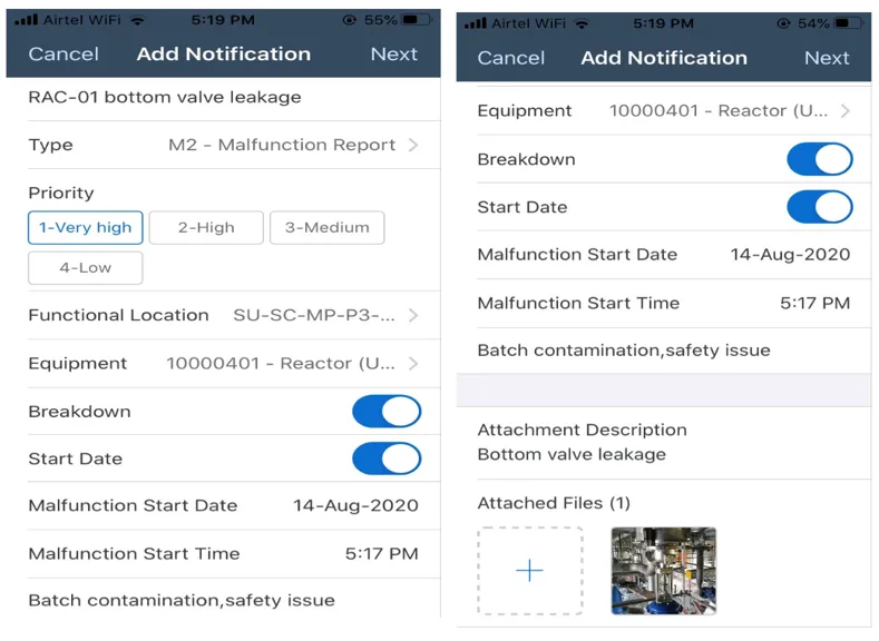 Erstellung einer neuen Störungsmeldung in SAP Asset Manager