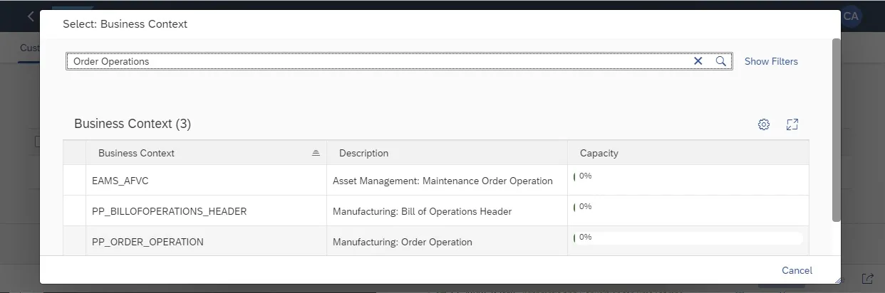 Erstellung eines neuen benutzerdefinierten Feldes und Auswahl des Geschäftskontextes