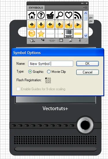 Erstellung eines Symbols aus der gruppierten Form für den Illustrator DVD-Player