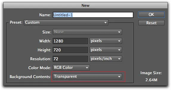 Erstellung eines transparenten Hintergrunds in Elements 9