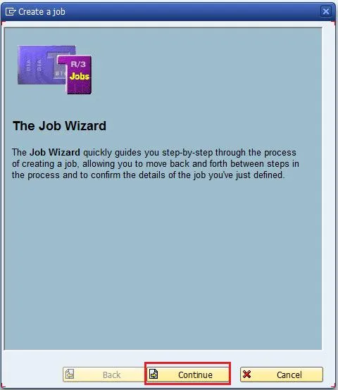 Erster Schritt des SAP Job-Wizards: Hintergrundjob definieren