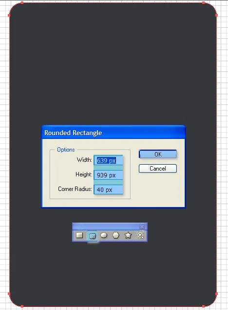 Erstes Rechteck für den Illustrator DVD-Player mit abgerundeten Ecken