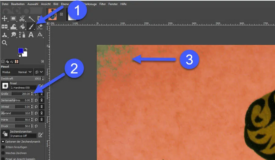 Feinkorrekturen mit dem Pinsel in GIMP