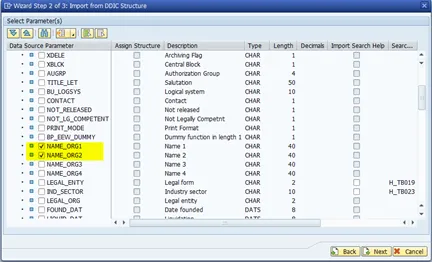 Feldauswahl für OData-Entität aus BUT000