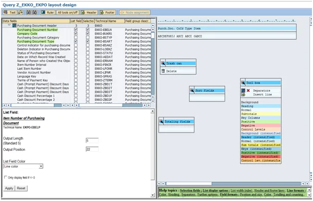 Feldauswahl in SAP SQ01: Felder für Selektionsbild und Ausgabe festlegen