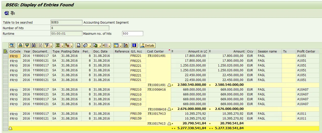 Finanzdaten-Anzeige nach SE16H Abfrage mit Join