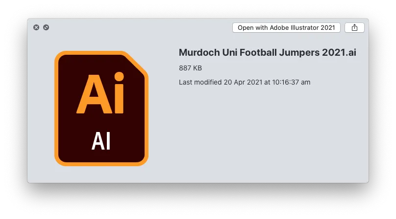 Finder-Ansicht von Adobe Illustrator (AI) Dateien und PDF-Dateien unter macOS mit fehlenden AI-Vorschaubildern.
