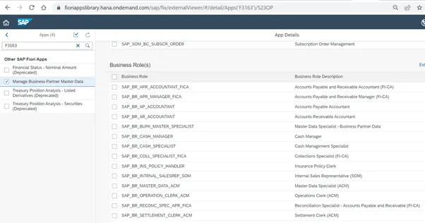 Fiori Apps Reference Library Ansicht der App F3163 'Geschäftspartnerstammdaten verwalten'