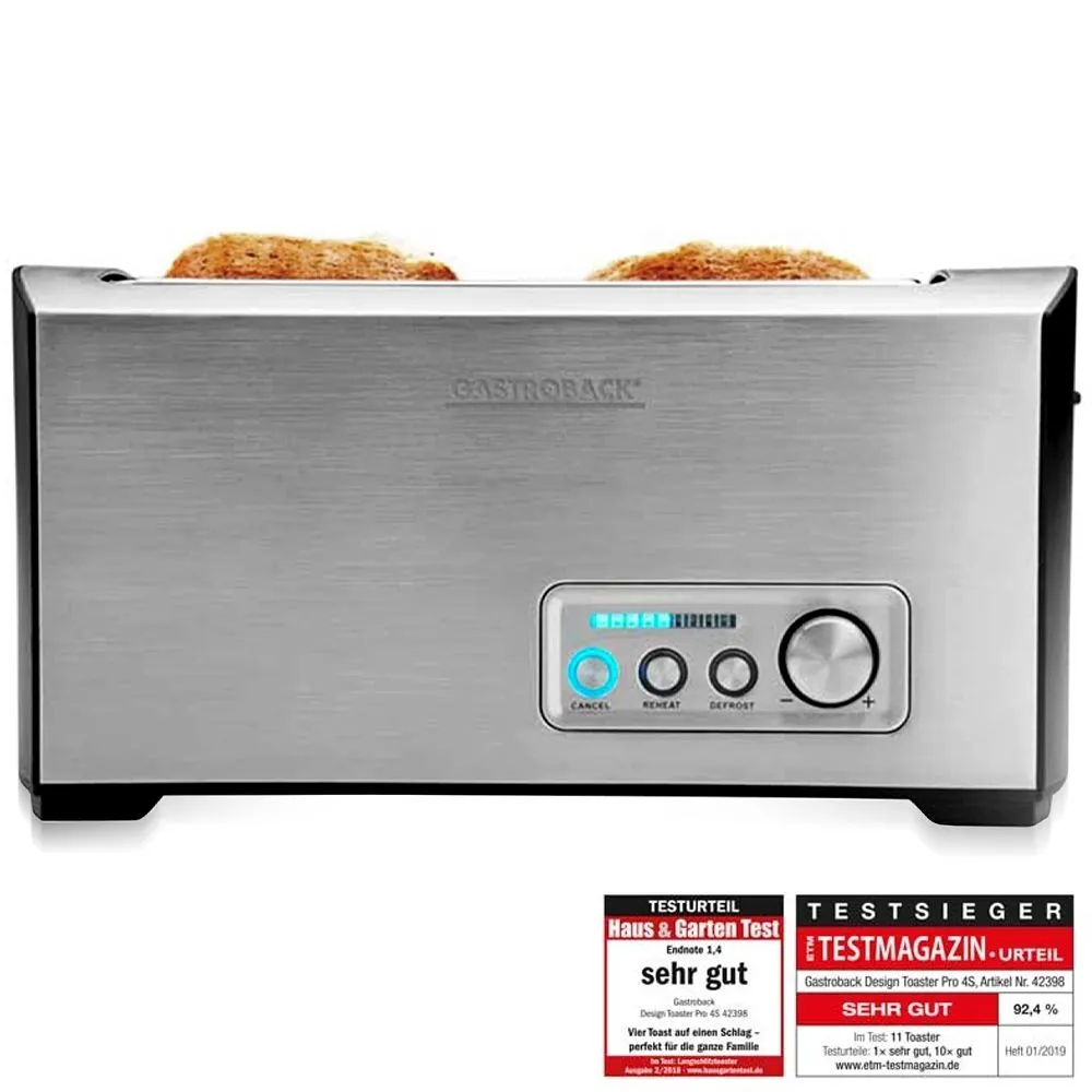Gastroback Design Toaster Pro 4S aus gebürstetem Edelstahl in der Küche