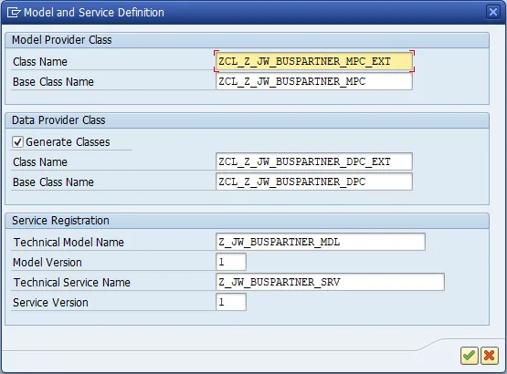 Generierte OData-Dienstklassen in SEGW