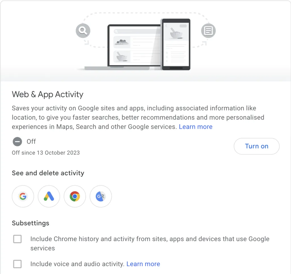 Gesamten Google Suchverlauf löschen