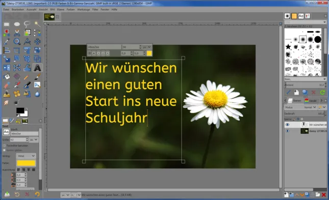 GIMP Textwerkzeug für die Gestaltung von Unterrichtsmaterialien