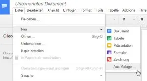 google docs vorlagen - neue aus Vorlage
