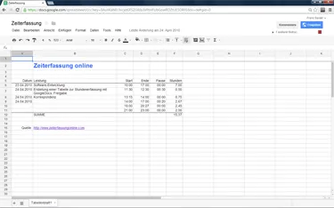 Google Docs Zeiterfassung