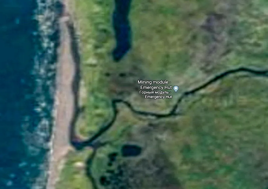 Google Maps Ansicht der Priberezhny Ranger Station als Emergency Hut